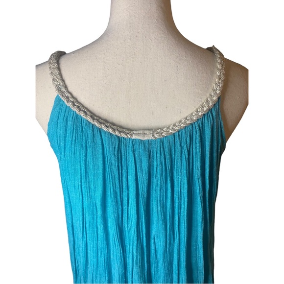 nouveaumonde womens Aqua Dress (M) with Silver Rock with sparkle threads - Picture 2 of 8